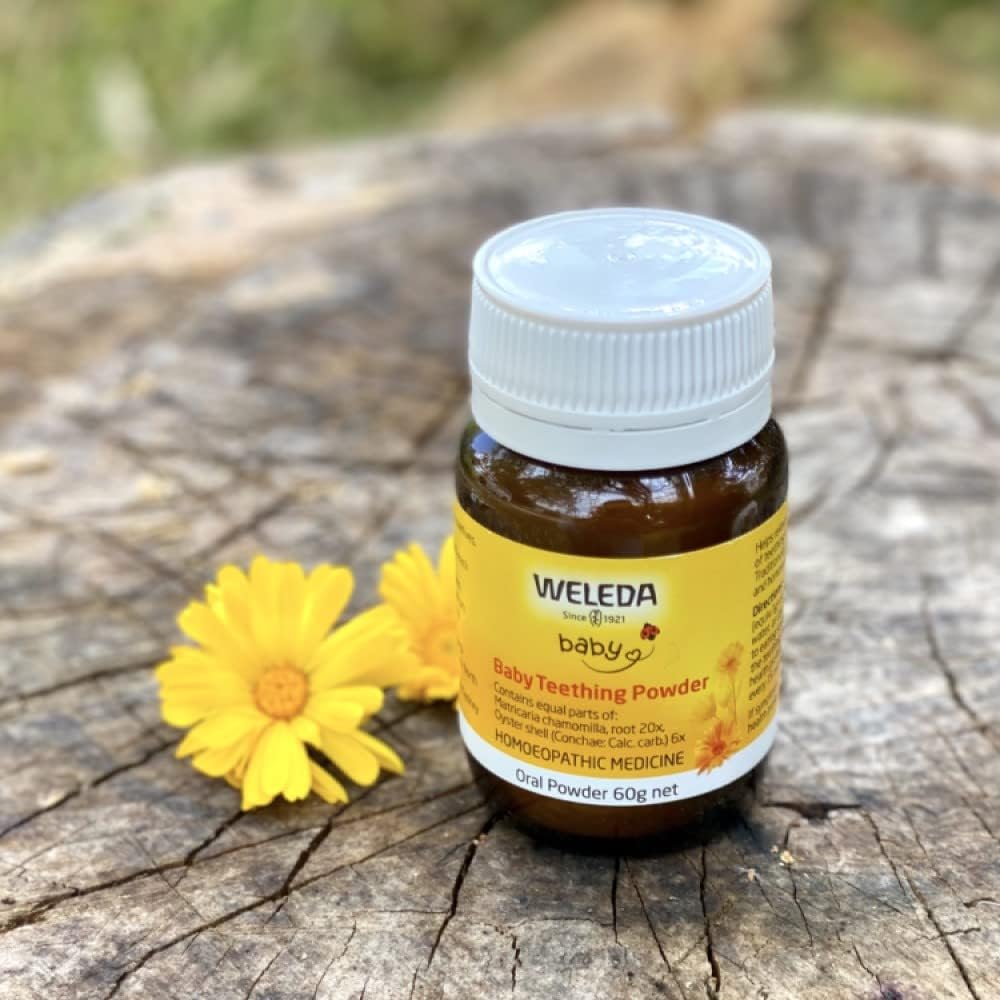 Weleda Teething Powder in a natural setting