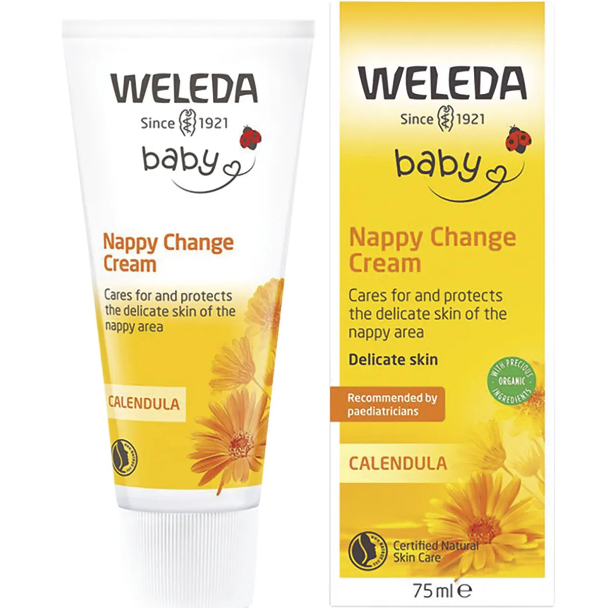 Natural Weleda Nappy Cream 75ml with Organic Ingredients tube and box